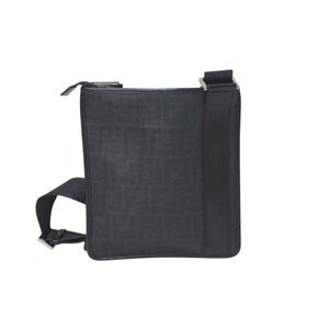 Fendi Shoulder Sacoche Bag Black Zucca Leather